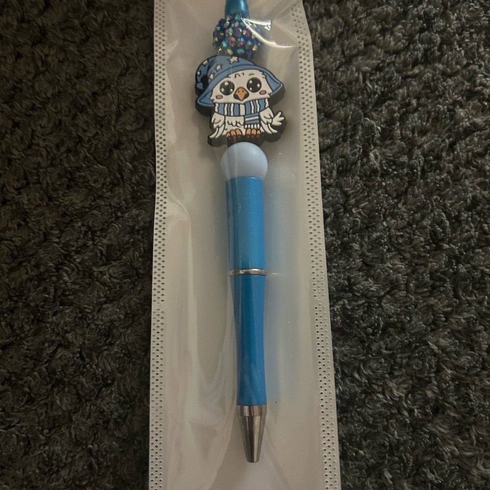 Hand Crafted Cute Blue wizard owl Character Pen